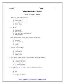 Multiple Choice Worksheet