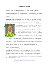 Who was Saint Patrick Worksheet