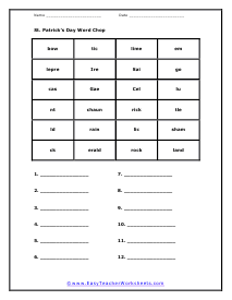 Word Chop Worksheet