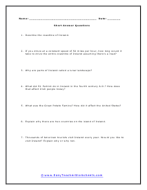 Short Answer Worksheet