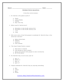 Multiple Choice Worksheet