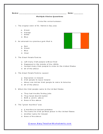 Green Multiple Choice Worksheet