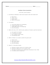 Multiple Choice Worksheet