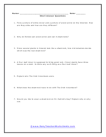 Short Answer Worksheet