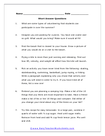 10 Things Worksheet