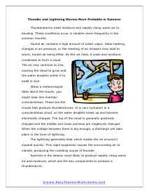 Thunder and Lightning Worksheet