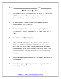 Lightning Free Response Worksheet