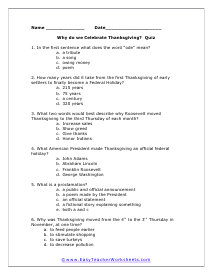 Celebrate Thanksgiving Worksheet