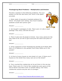 Multiplication and Division Worksheet