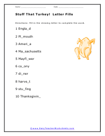 Letter Fills Worksheet