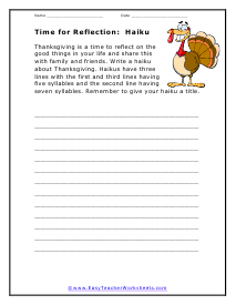 Haiku Poem Worksheet