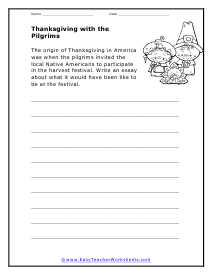 Pilgrims Worksheet