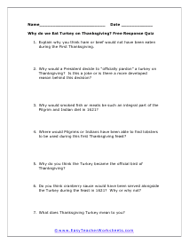 Short Answer Questions Worksheet