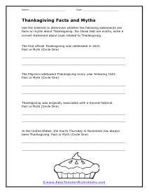 Facts and Myths Worksheet