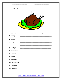 Word Scramble Worksheet