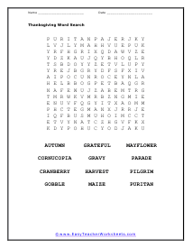 Word Search Worksheet