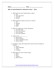 Cupid Multiple Choice Worksheet