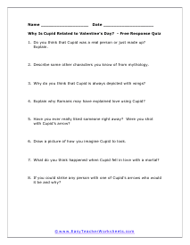 Cupid Short Answer Worksheet