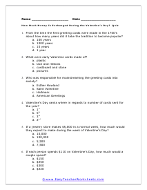 Money Short Answer Worksheet