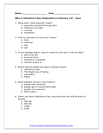 February 14 Multiple Choice  Worksheet