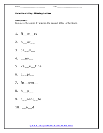 Missing Letters Worksheet