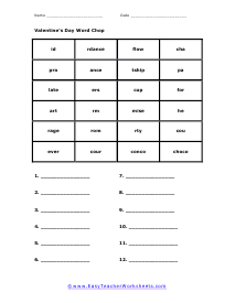 Word Chop Worksheet