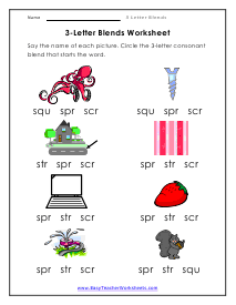 3 Letter Blends Worksheet