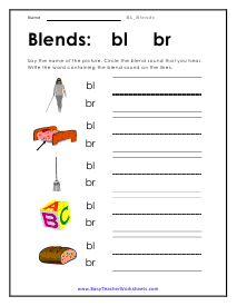 Blends: bl br Worksheet