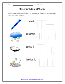 Unscrambling Bl Worksheet