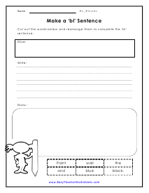 'bl' Sentence Worksheet