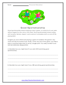 Sportsmanship Worksheet