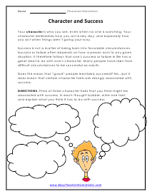 Character and Success Worksheet
