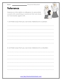 Tolerance Worksheet