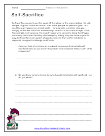 Self-Sacrifice Worksheet