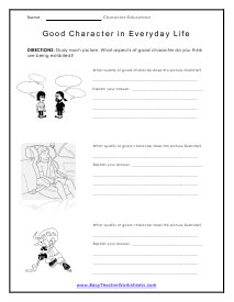 free printable character education worksheets high school