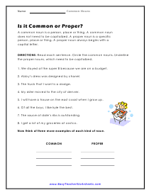 Common Nouns Worksheet