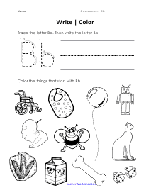 Words Starting With B  Beginning Consonant Worksheets