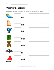 'b' Words Worksheet