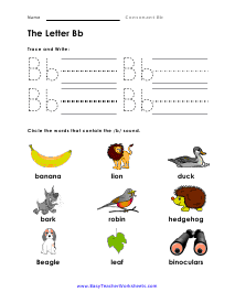 Letter Bb Worksheet