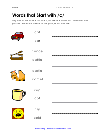 Letter C Worksheets