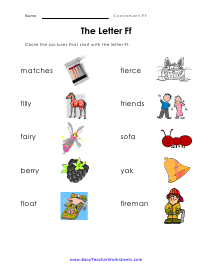 Circle F Words Worksheet