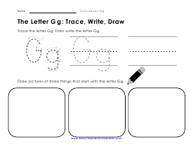 Gg: Trace, Write, Draw Worksheet