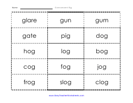 Bank of Words Worksheet