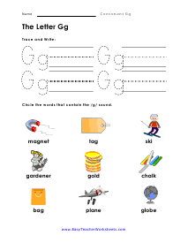 Letter g Worksheet