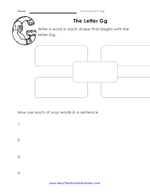 G Sentences Worksheet