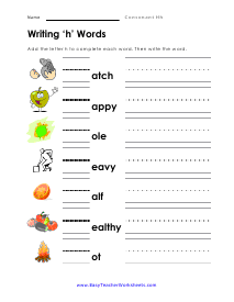 Letter h Worksheet