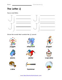 Letter j Worksheet