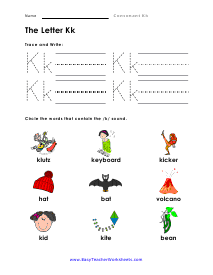 Letter k Worksheet