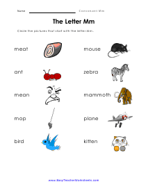 Letter and Word Worksheet