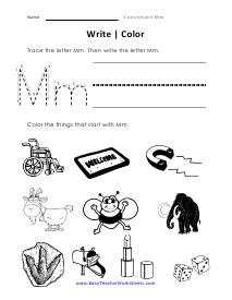 Trace, Write, and Color Worksheet